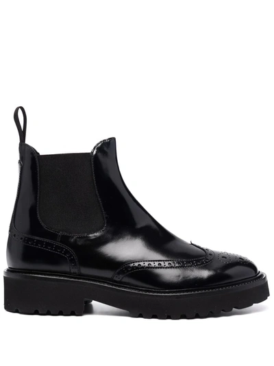 Shop Doucal's Elasticated-panelled Leather Boots In Black