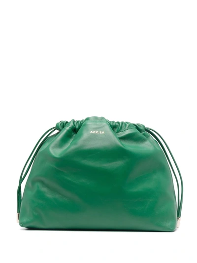 A.p.c. Drawstring Leather Clutch Bag In Green ModeSens