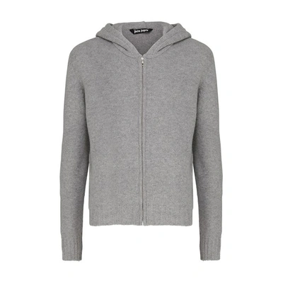 Shop Palm Angels Hooded Sweater In Grey White