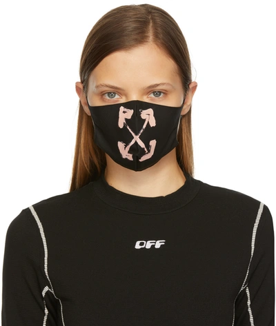 Shop Off-white Black & Pink Painted Arrows Mask In Black Pink