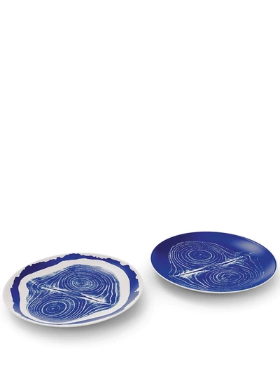 Shop Cassina Tronc Dessert Plates (set Of 2) In Weiss