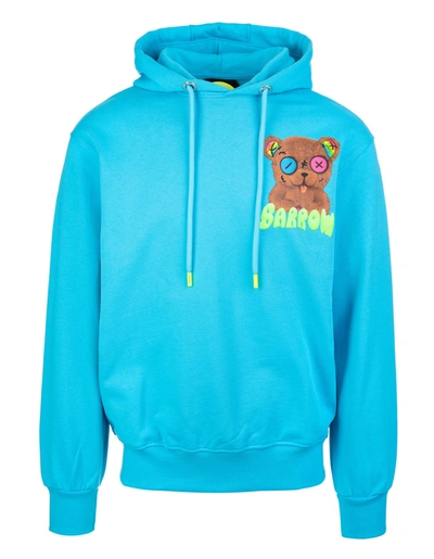 Shop Barrow Unisex Turquoise Hoodie With Multicolored Teddy Logo Print In Turchese