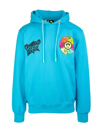 Shop Barrow Unisex Turquoise Hoodie With Multicolor Print In Turchese