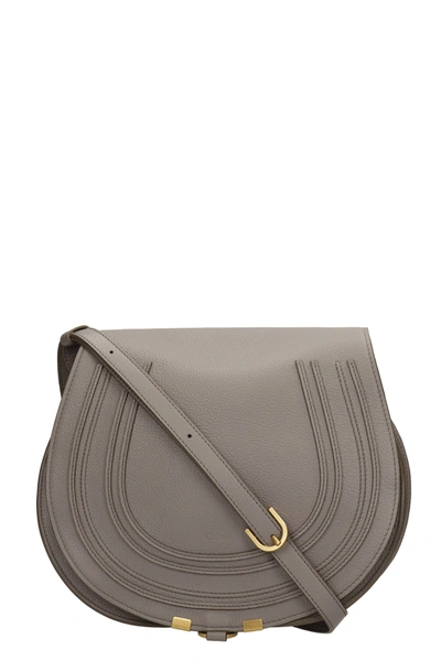 Shop Chloé Marcie Shoulder Bag In Grey Leather