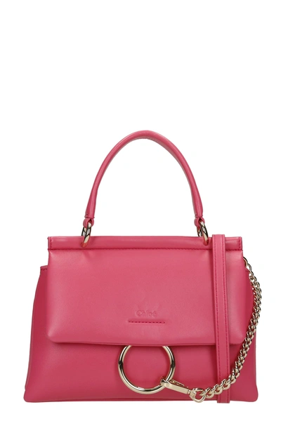 Shop Chloé Faye Hand Bag In Fuxia Leather