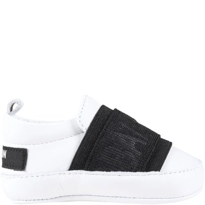 Shop Balmain White Sneakers For Babykids With Logo