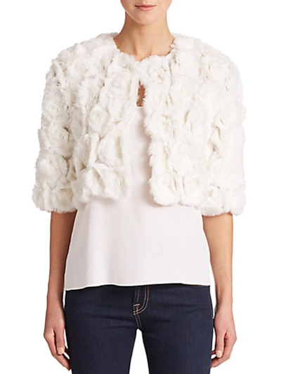 Adrienne Landau Rex Rabbit Fur Cropped Jacket In White