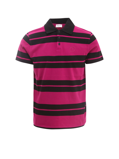 Saint Laurent Men's Ysl Striped Pique Polo Shirt In Pink | ModeSens
