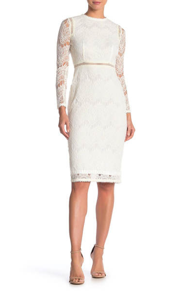Shop Love By Design Lace Long Sleeve Midi Dress In Gardenia