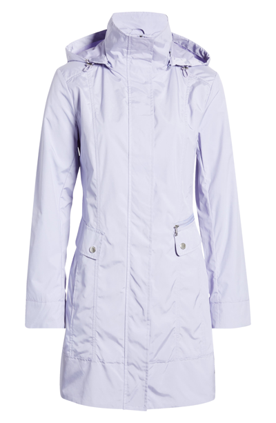 Shop Cole Haan Signature Back Bow Packable Hooded Raincoat In Lavender