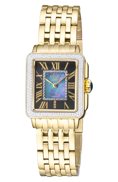 Gevril Padova Diamond Swiss Quartz Rectangle Bracelet Watch, 30mm In Gold