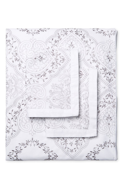 Melange Brocade Embroidery Duvet Set In White