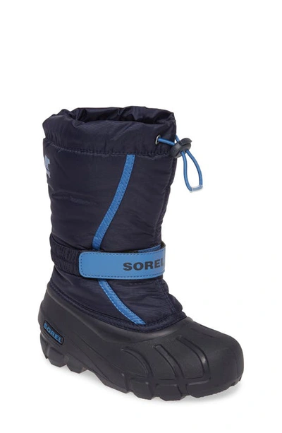 Shop Sorel Kids' Flurry Weather Resistant Snow Boot In Collegiate Navy