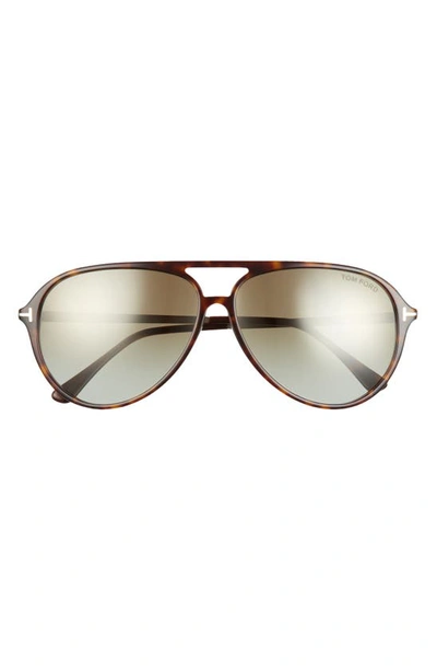 Shop Tom Ford Samson 62mm Gradient Oversize Aviator Sunglasses In Dark Havana/ Green