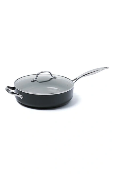 Elements Deep Saute Pan, Non-Stick Coated Aluminum, Glass Lid, Gray, 4-1/2  Qts.