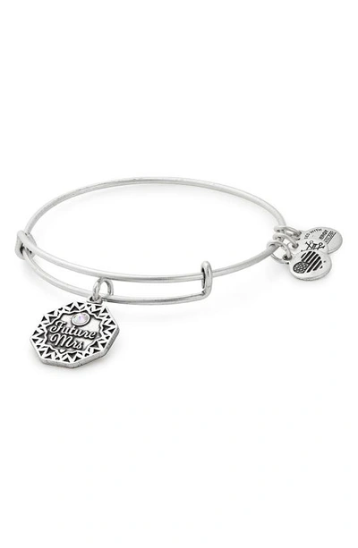 Shop Alex And Ani Future Mrs. Adjustable Wire Bangle In Rafaelian Silver