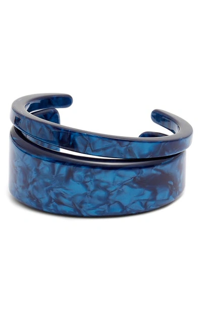 Shop Kendra Scott Kaiden Set Of 2 Bracelet Cuffs In Navy Blue Acetate
