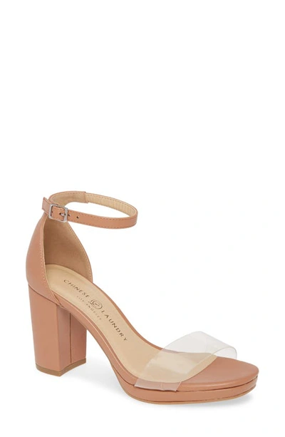 Shop Chinese Laundry Teri Sandal In Nude/ Clear Faux Leather