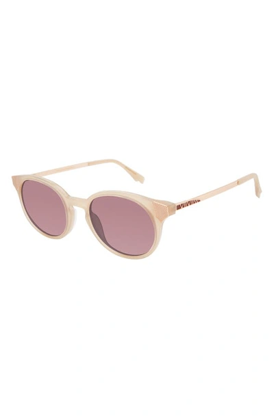 Shop Coco And Breezy Inspire 53mm Round Sunglasses In Cream-rose Gold/ Maroon