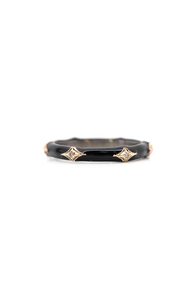 Shop Armenta Champagne Diamond & Enamel Stack Ring In Black