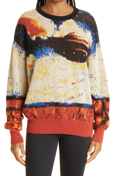 Shop Nicole Miller Ufo Intarsia Knit Sweater In Multi Color
