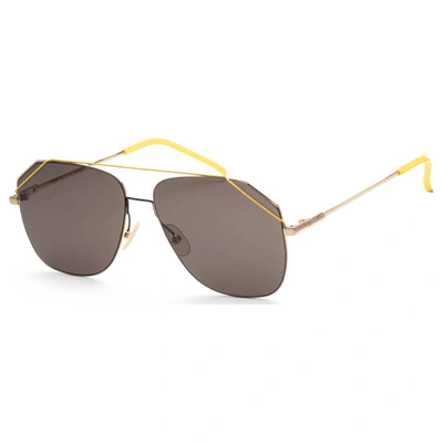 Shop Fendi Brown Aviator Sunglasses Ff M0043/s 001q 58 In Brown,gold Tone