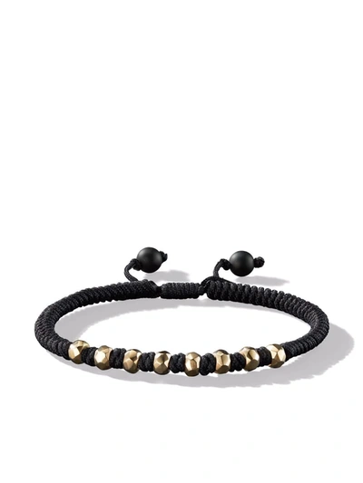 David Yurman Men's Fortune Woven Nylon Bracelet With Black Onyx And 18k Yellow Gold In Black