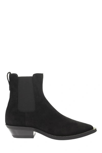 Shop Tod's Suede Ankle Boot In Black