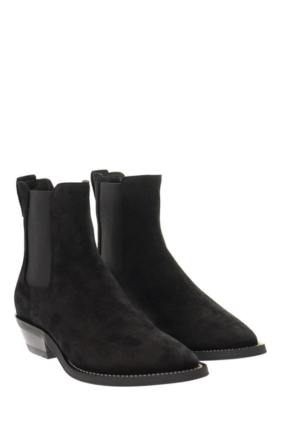 Shop Tod's Suede Ankle Boot In Black