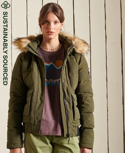 Superdry Women's Everest Hooded Puffer Bomber Jacket Green / Surplus Goods  Olive - Size: 18 | ModeSens