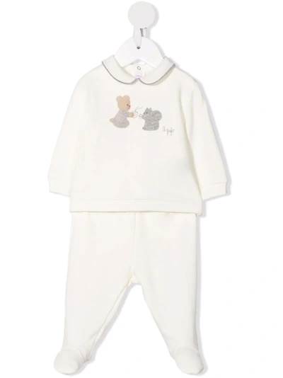 Shop Il Gufo Embroidered Cotton Tracksuit In Neutrals