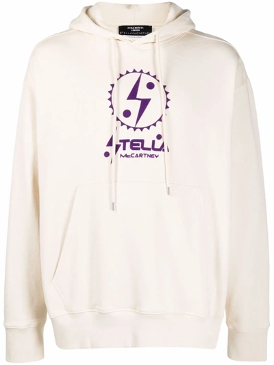 Shop Stella Mccartney Logo Print Hoodie In Neutrals