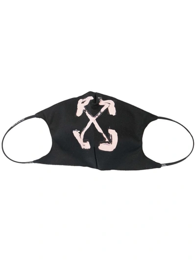Shop Off-white Painted Arrows Motif Face Mask In Black