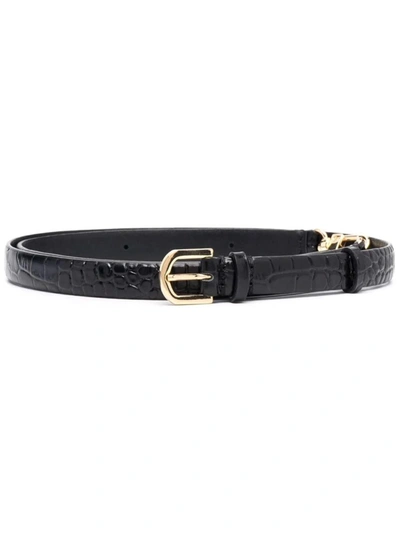 Shop Totême Double Clasp Leather Belt In Black
