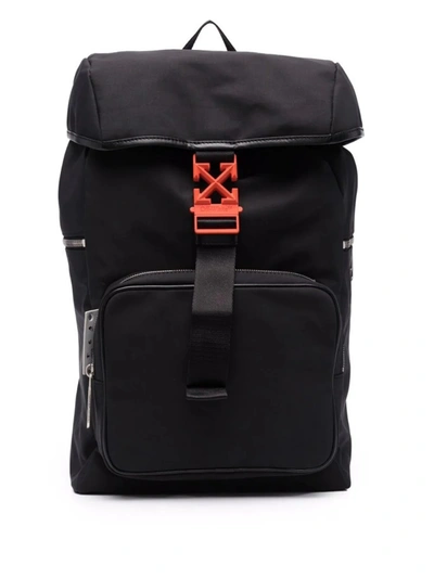 Shop Off-white Arrows Leather-trim Backpack In Black