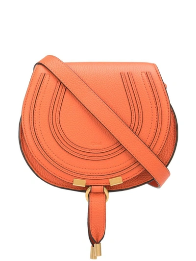 Shop Chloé Leather Marcie Crossbody Bag In Orange