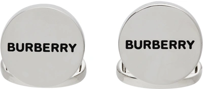 Shop Burberry Silver Engraved Cufflinks