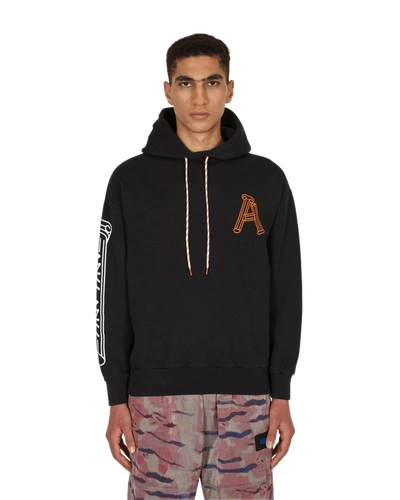 Shop Aries Greek Column Hooded Sweatshirt In Black