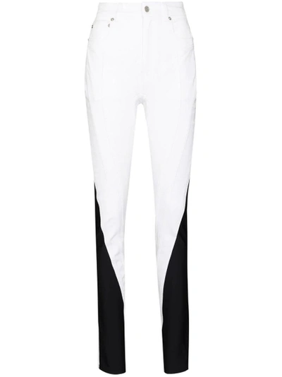 Shop Mugler Spiral Skinny-fit Denim Jeans Black And White White And Black