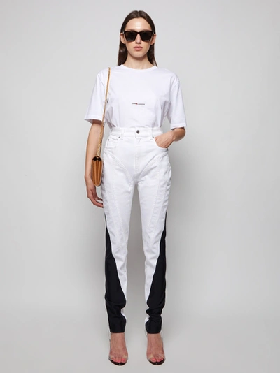 Shop Mugler Spiral Skinny-fit Denim Jeans Black And White White And Black