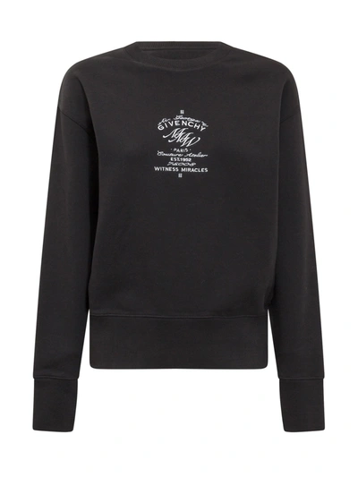 Shop Givenchy Logo Embroidered Crewneck Sweatshirt In Black