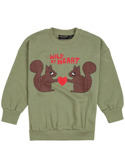 Mini Rodini Wild At Heart Sweatshirt Green 92/98 Cm | ModeSens
