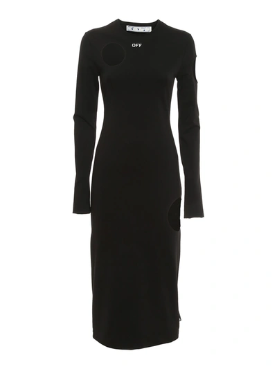 Shop Off-white Stretch Cut Out Dress In Black