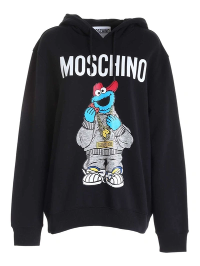 Shop Moschino Sesame Street Hoodie In Black