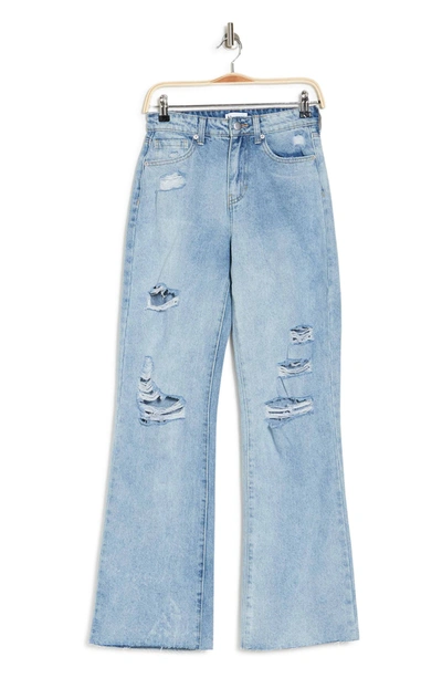 Shop Abound Sustainable Distressed Wide Leg Jeans In Blue Light Destroy Wash