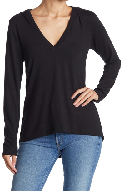 Shop Go Couture Hooded Tunic Sweater In Black