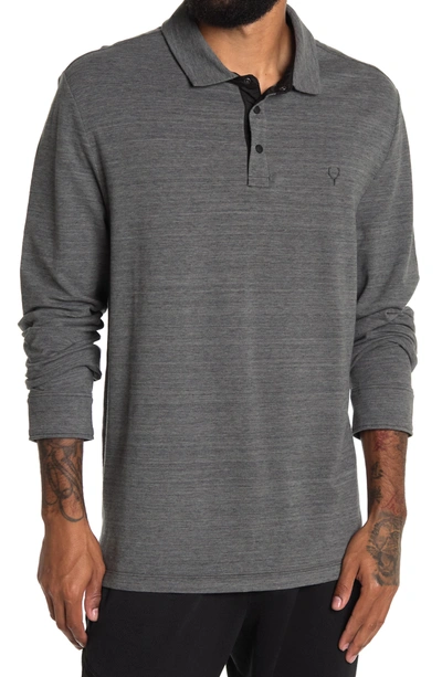 Shop Jeremiah Space Dye Long Sleeve Polo Shirt In Gray Goose
