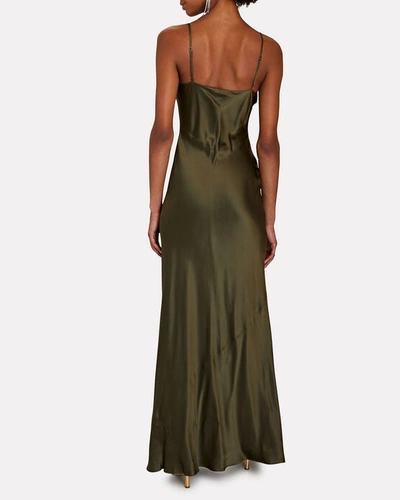 Shop L Agence Serita Silk Maxi Slip Dress In Green