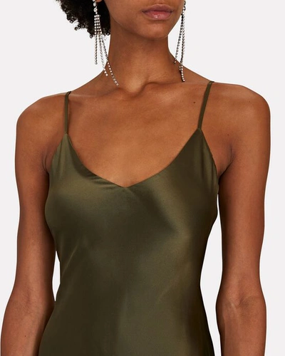 Shop L Agence Serita Silk Maxi Slip Dress In Green