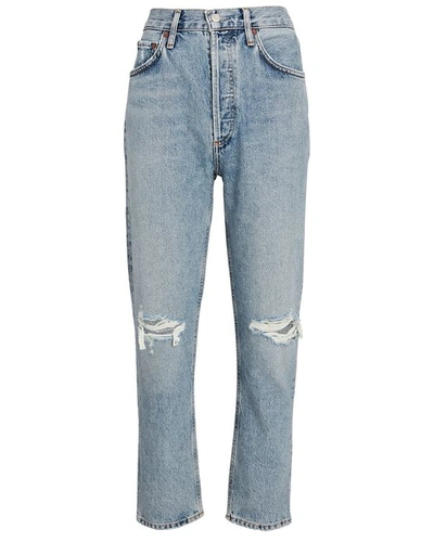 Shop Agolde Riley High-rise Straight Cropped Jeans In Escalate